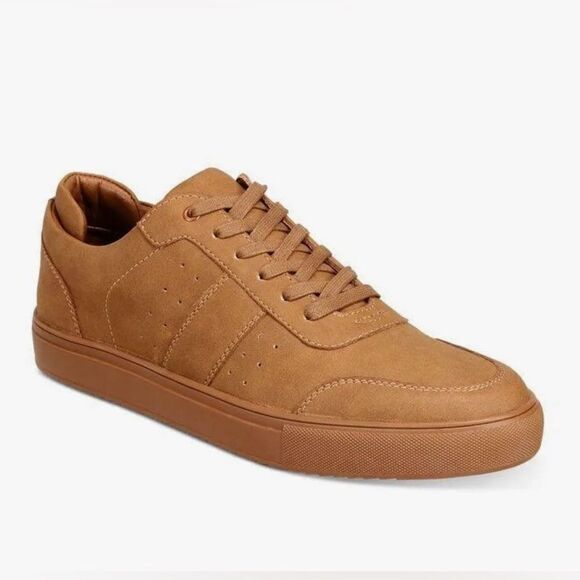 INC Mens Brown Perforated Padded Zuri Round Toe Platform Lace-Up Sneakers - Picture 1 of 2
